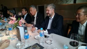 Mr Oleg Gorbulin at the Singapore Business Federation luncheon with the Prime Minister of Singapore Mr Lee Hsien Loong