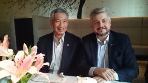 Mr Oleg Gorbulin at the Singapore Business Federation luncheon with the Prime Minister of Singapore Mr Lee Hsien Loong